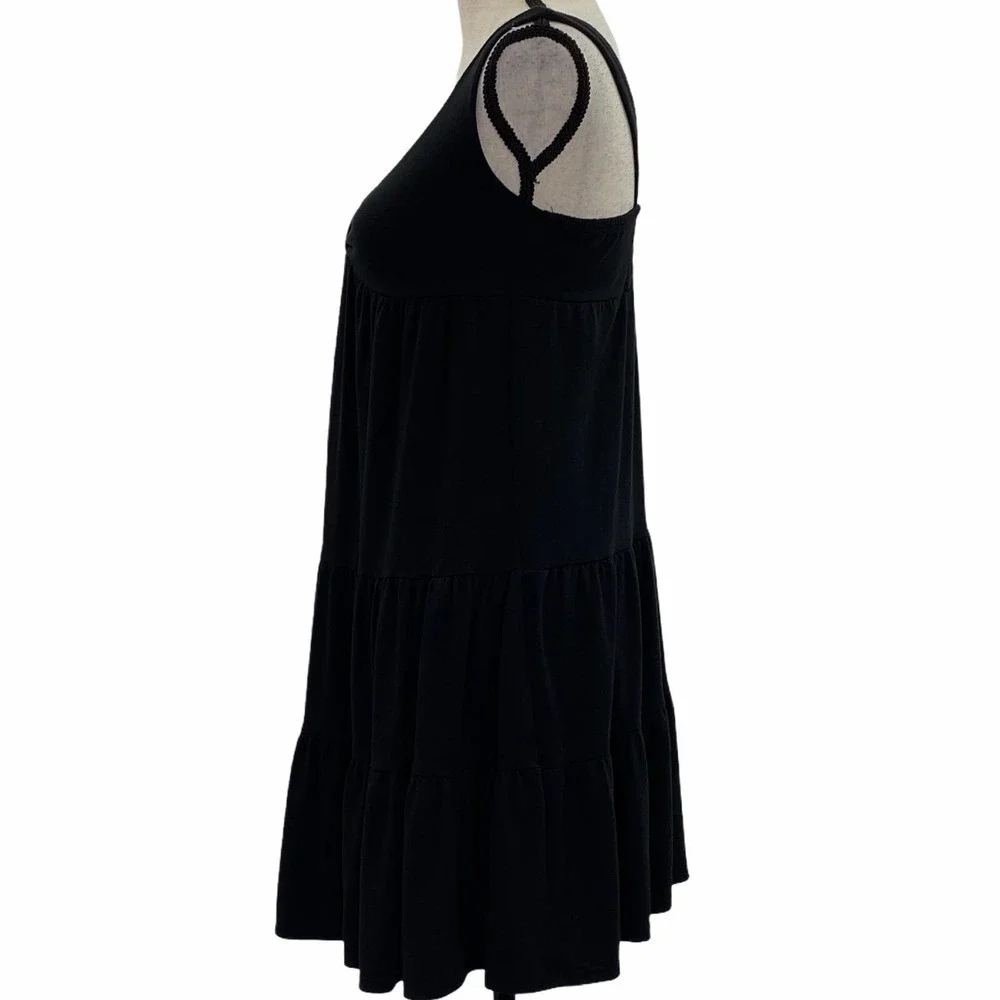 CATCH My I Black Smocked Ruffled Mini Dress Small - Picture 5 of 12